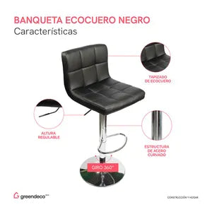 Banqueta Taburete Ecocuero Negro X2