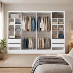 Placard XL 240x183 Blanco 2 Puertas Corredizas 4 Cajones