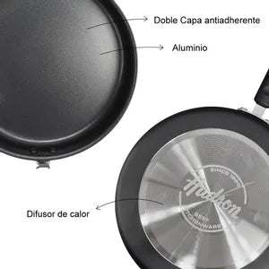 Sarten Doble 24cm Aluminio Antiadherente Daily Hudson DAY24