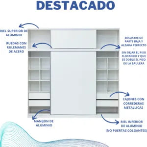 Placard Ropero con Baulera Alzada Puertas Corredizas 240x235