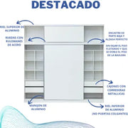 Placard Ropero con Baulera Alzada Puertas Corredizas 240x235