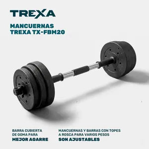 Kit Mancuernas, Barra y Pesas Trexa TX-FBM20 20 kg