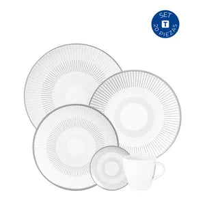 Vajilla de Porcelana Lineare Gris 20 Piezas de Tramontina