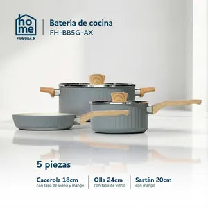 Batería de Cocina Frávega Home 5 Piezas Aluminio