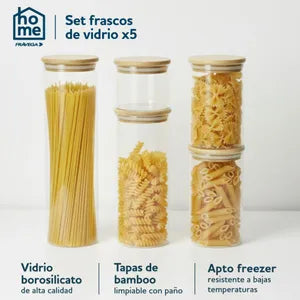 Set Frascos Fravega Home X5