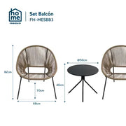 Set Bistro Frávega Home 3 Piezas de Acero