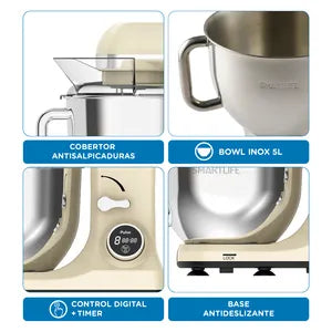 Batidora Planetaria Digital Smartlife SB0037I 1100W Beige