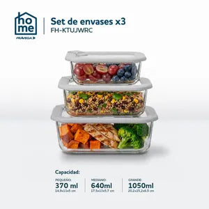 Set x3 Contenedores de Vidrio