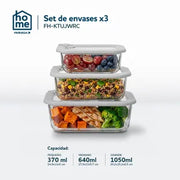 Set x3 Contenedores de Vidrio