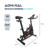 Bicicleta Spinning Fija Admiral AD-FBS10 10 kg