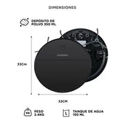Aspiradora Robot Gadnic 3 Modos Automática Control Remoto App Mopa Tanque de Agua 150 ml Filtro Lavable Programación Auto-Recarga