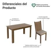 Juego de comedor Analu 6 sillas Madesa 136 Cm