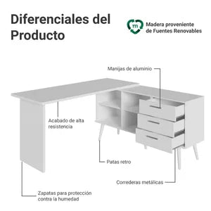 Tocador Maquillador Escritorio Multiuso De Esquina Madesa