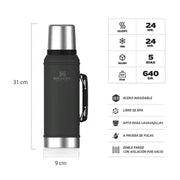 Termo Stanley Negro 950ml c/ Tapón Pico Cebador