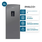 Heladera 185Lts con Dispenser Plateada Philco PHSD179PD2