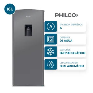 Heladera 185Lts con Dispenser Plateada Philco PHSD179PD2