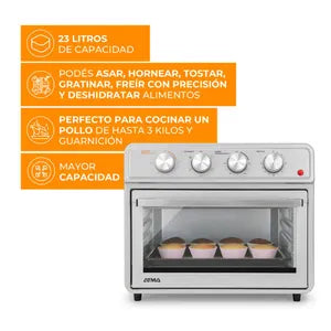 Freidora de Aire Atma y Hornito Eléctrico HGFA2323PI 23Lts Silver