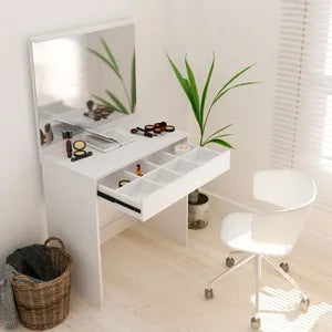 Tocador Maquillador con Espejo y Luz Led Blanco 82x44x80