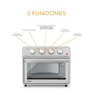 Freidora de Aire Atma y Hornito Eléctrico HGFA2323PI 23Lts Silver