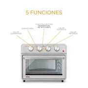 Freidora de Aire Atma y Hornito Eléctrico HGFA2323PI 23Lts Silver