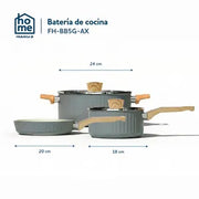 Batería de Cocina Frávega Home 5 Piezas Aluminio