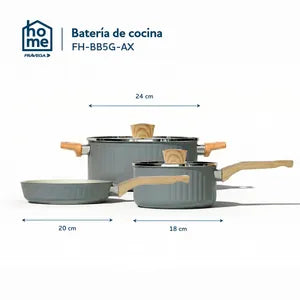 Batería de Cocina Frávega Home 5 Piezas Aluminio