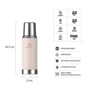 Termo Stanley Mate System 800ml Rose c/ Tapón Pico Cebador