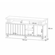 Rack TV Negro con Puerta Corrediza – Mueble para Televisor Moderno 50 a 55 Pulgadas con Ruedas 136 cm