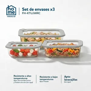 Set x3 Contenedores de Vidrio