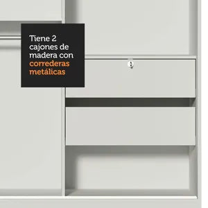 Placard Madesa Max 2 Puertas Corredizas 2 Cajones 119x183 Cm