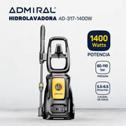 Hidrolavadora Admiral 1400w 110 Bar con Autostop + Accesorios Alta Presión