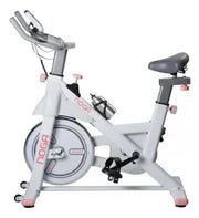 Bicicleta Fija Indoor Spinning Noga Cl-500 Reloj Monitor Blanco con Rosa