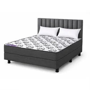 Combo Conjunto Sommier Elite Aluminé 2 Plazas (140x190 cm) + Respaldo Pana Velvet + 2 Almohadas de Regalo