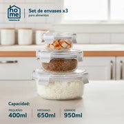 Set de Contenedores de Vidrio Circulares Frávega Home X3