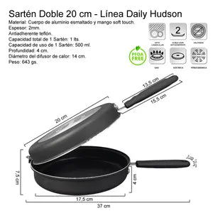 Sarten Doble 20cm Tortilla Antiadherente Daily Hudson DAY23