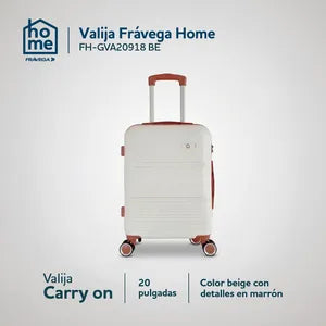Valija de Viaje Carry On Frávega Home 20 Pulgadas Beige