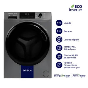 Lavasecarropas Drean Carga Frontal 8 Kg LSCDR0805SG0