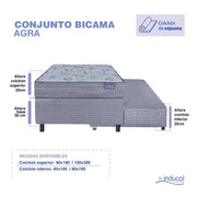 Colchón y Sommier Bicama de Espuma de 1 Plaza Inducol Agra 90x190 Cm