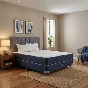 Combo Sommier + Colchón + Respaldo y 2 almohadas de regalo 2230 SYRMA 140x190 Espuma Alta Densidad