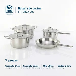Batería de Cocina Frávega Home 7 Piezas Acero Inoxidable