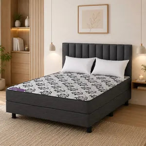Combo Conjunto Sommier Elite Aluminé 2 Plazas (140x190 cm) + Respaldo Pana Velvet + 2 Almohadas de Regalo