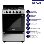 Cocina Drean Gas Natural 56cm CD5603AI0 Inox