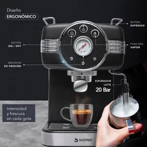 Cafetera Expresso Maker Vintage 1.5 L Vaporizador 20 Bar