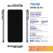 Celular Tecno Spark 30 Pro 128GB Obsidian Edge
