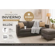 Sillon Living Esquinero 3 Cuerpos Chenille Gris Oscuro + Manta + Vaso de Regalo | Promo Invierno